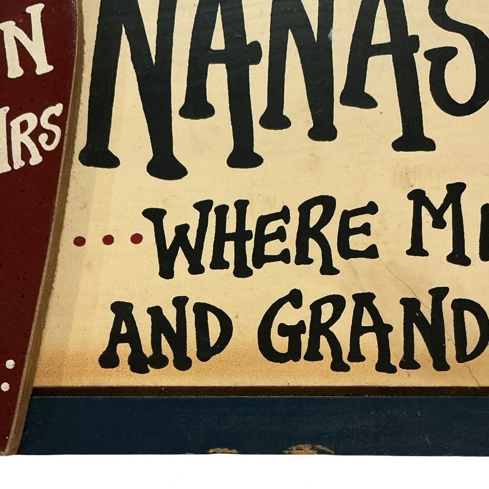 Nana's Kitchen Rustic Wood Wall Sign Primitive Farmhouse Decor Heart Gingham